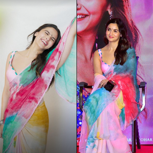 You can also style this blouse design styled by Alia Bhatt with a saree