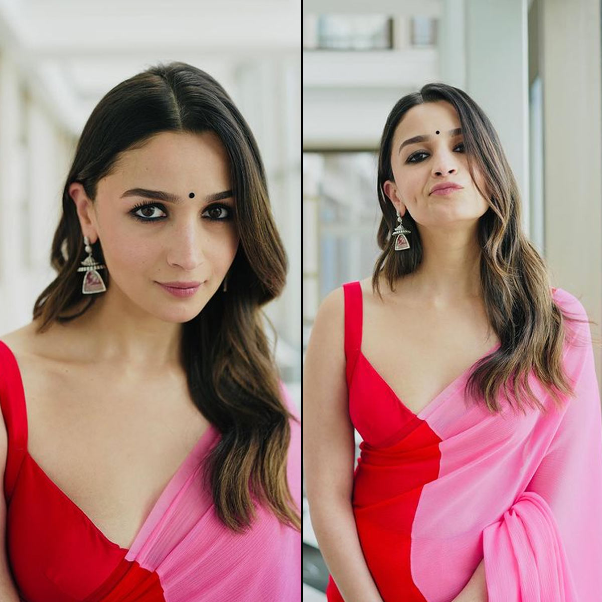 You can also style this blouse design styled by Alia Bhatt with a saree