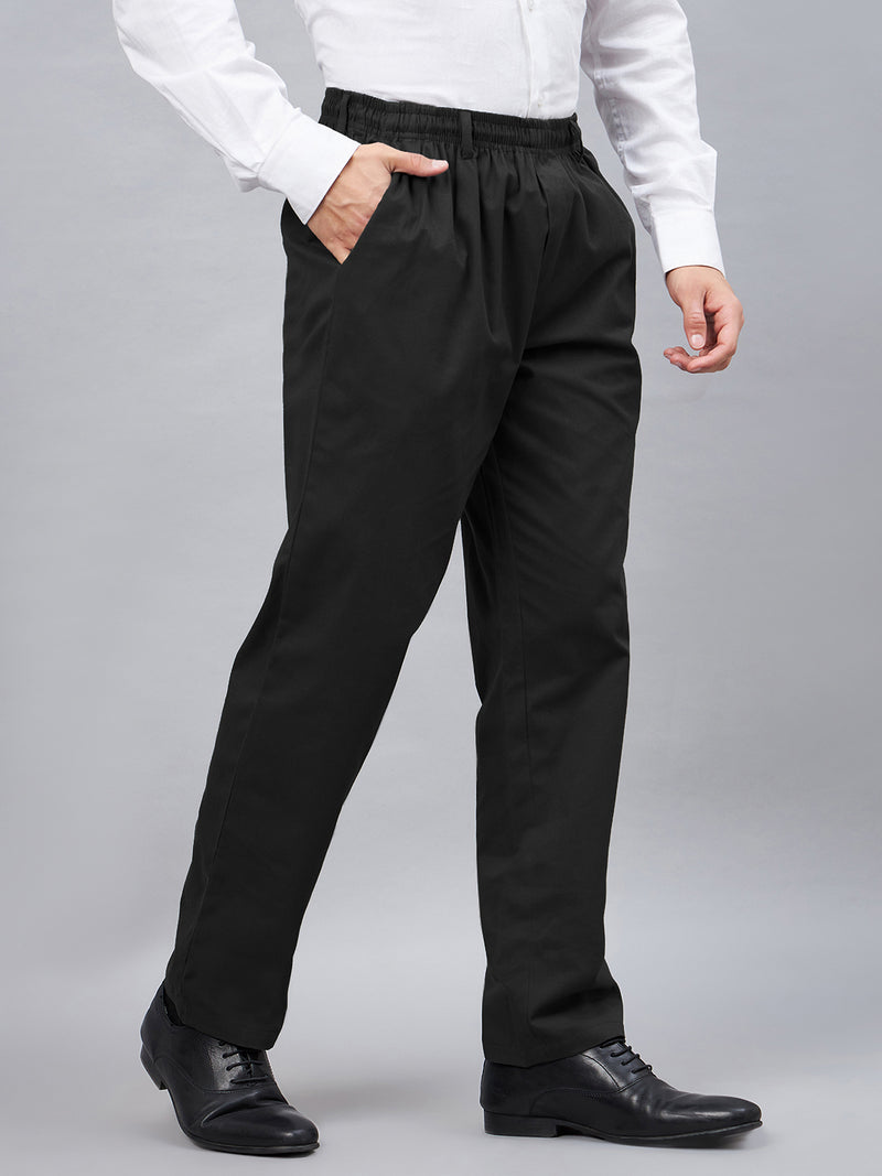 Buy Men's Black Elastic Waist Pants For Seniors Online – HAXOR